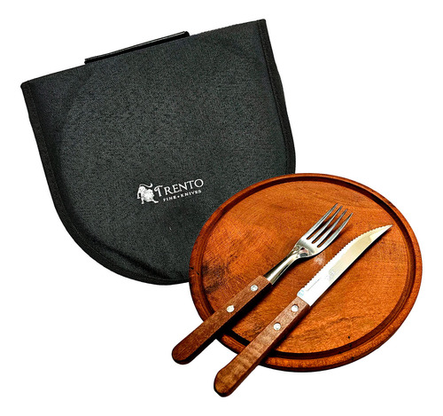 Set De Asado Trento Cuchillo + Tenedor + Plato + Estuche