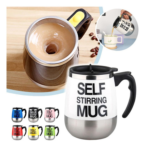 Caneca Mixer Elétrica Self Stirring Mug Café Leite Branca