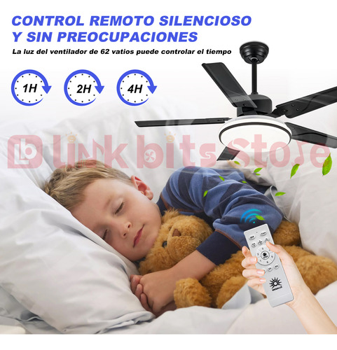 Abanico De Techo Modernos Megaluz Con Control Luz 6vel 1.067 M 60hz Negro Negro Hierro 5