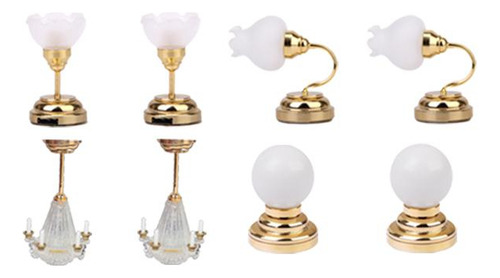 8 Piezas De Escala Casa De Muñecas Miniatura Led Lámpara