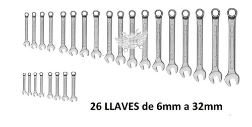 Set Juego 26 Llaves Combinada Acodada 6 A 32mm Ruhlmann