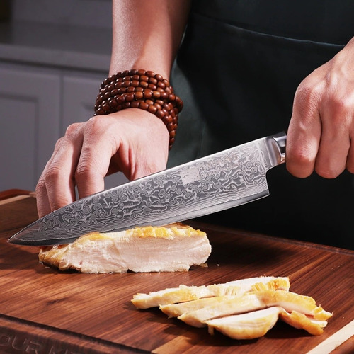 Imagem 6 de 10 de Kit 3 Facas Chef Cozinha Profissional Damasco 71 Camadas Top