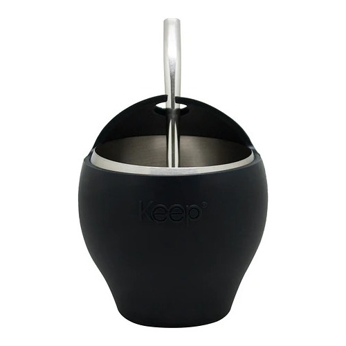  Mate Set Con Bombilla Keep Colores Negro 230ml