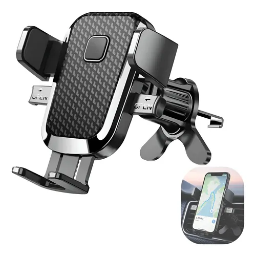 Soporte Celular Auto Rejilla Giratorio Para iPhone Samsung Negro