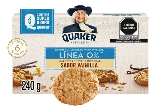 Nuevo Galletas De Avena Quaker LĂnea 0% Vainilla 6 Paquetes