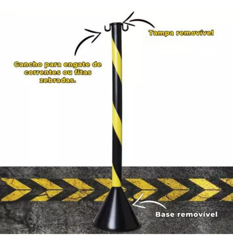 Kit 13 Pedestal Organizador Fila Zebrado Sinalizaçao 90cm
