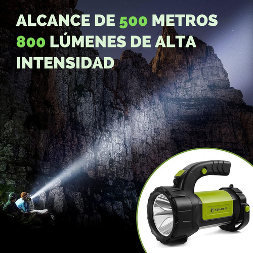 Linterna Led Recargable Alpswolf 800 Lúmenes, Camping, Emergencia Y Hogar, Ip65, 3600mah, 4 Modos, Alcance 500m, Carga Dispositivos