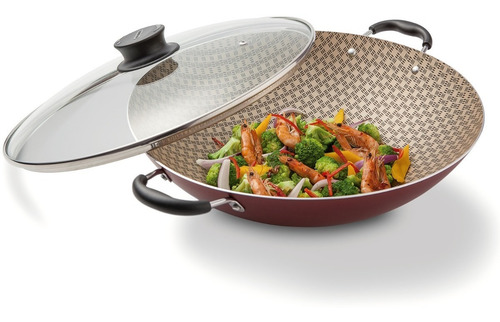 Imagem 2 de 8 de Panela Wok Tramontina Paris Antiaderente 32cm Com Colher