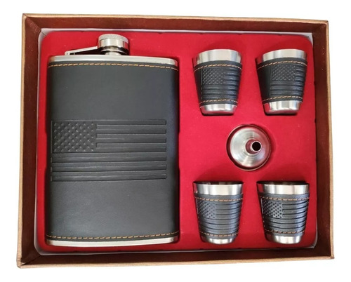 Cantimplora Whisky Licores + Licorera Set 4 Copas Elegante 