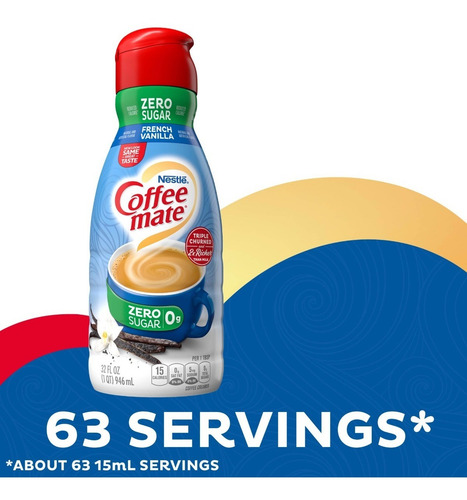 Coffee Mate Creamer French Vanilla Zero Sugar 3 Piezas