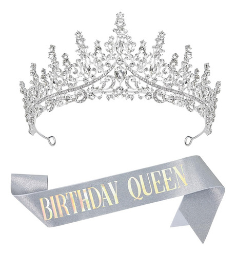 Coronas De Cumpleaños Plateadas Para Mujer Queen Sash And Ti