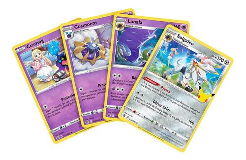 Kit Carta Pokémon Lendários Solgaleo Lunala Cosmoem Cosmog