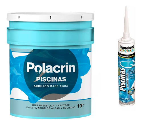 Recubrimiento Piscinas Polacrin 10 L+ Sellador Suprabond