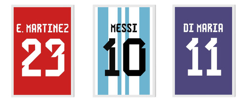3 Cuadros Messi Dibu Di Maria 45x30cm Similmarco Decofactory