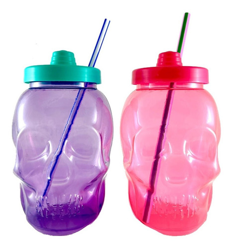 Vitrolero O Dulcero Craneo Calavera Con Popote 30 Piezas