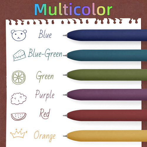 Bolígrafos De Colores 6 Unidades Punta Fina Tinta Gel