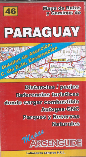 Paraguay Mapa De Rutas Y Caminos De Asuncion 81 Por 57 Cm