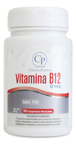 Vitamina B12 X 60 Comprimidos Masticables - Cp Nutrientes Sabor Piña