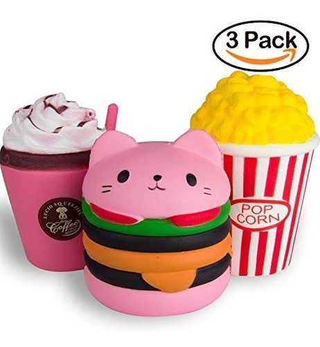 Watinc Kawaii Jumbo Hamburguesa Y Popcorn Set Squishy Slow 