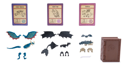 Dreamworks, Dragons, How to Train Your Dragon, Universo de Berk: Set del Libro de los dragones, 3 dragones coleccionables y cartas con soportes de exhibición para niños a partir de 4 años
