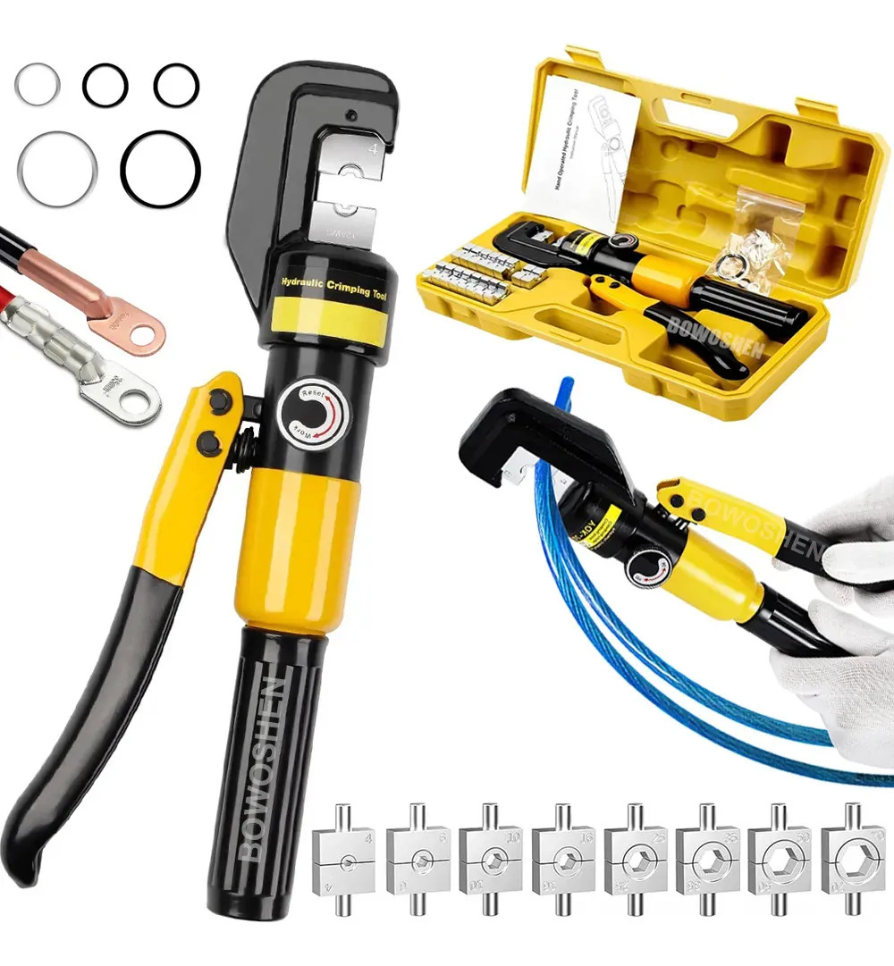 Pinza Hidráulica 6 Toneladas Con 8 Pares Dados BOWOSHEN Ponchadora Hidráulica Herramienta De Crimpado De Mano Hidráulica De Cable De Terminal Eléctrico
