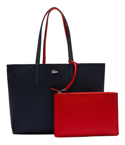 Bolsa Dama De Mano Tote Anna Reversible Negro/rojo Lacoste