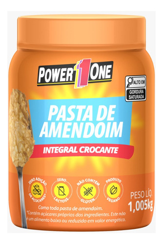 Pasta de Amendoim Crocante Integral Power 1 One Pote 1,005kg