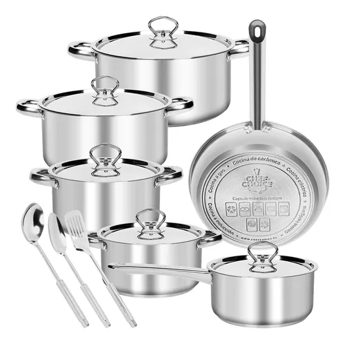 comprar Bateria Cocina Cacerolas 15 Piezas Juego De Ollas Acero Inox