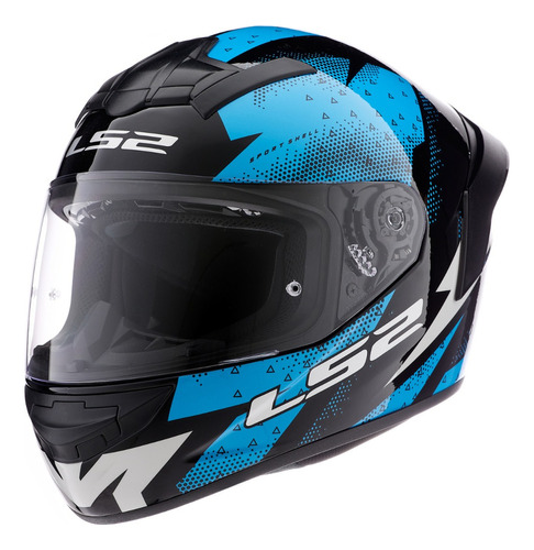 Casco Moto Integral Ls2 Ff352 Rookie Thunder Celeste Negro 