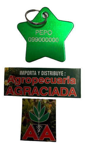 Chapitas Placas Identificadoras De Mascotas Estrella Grabada