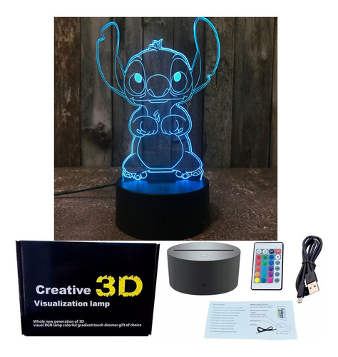 Serie De Stitch 3d Luz De Noche Lampara Led Escritorio