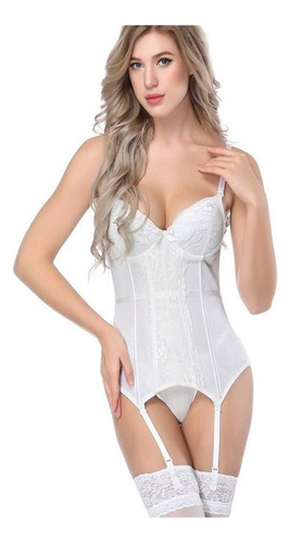 Faja De Lencería De Corsé Bustier Sexy Para Mujer Con Liguer