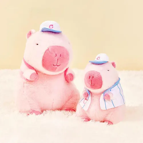 Yn Peluche De Capibara Realista Para Decorar 33cm Ropa Rosa
