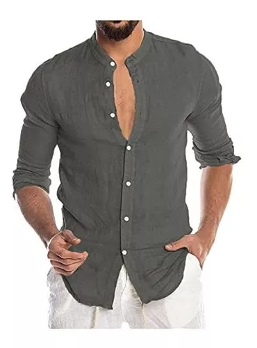 Camiseta casual de manga corta para hombre, cuello alto, ajuste delgado,  camisetas térmicas