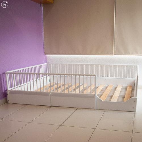 Cama Cuna Para Bebe De Madera En 7 Colores Mate Individual Color Blanco