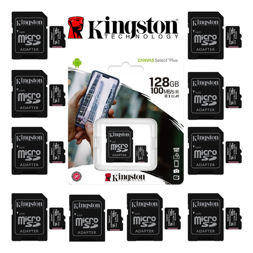 Kit Mextec 10pz Micro Sd Kingston 128gb Adaptador Canvas
