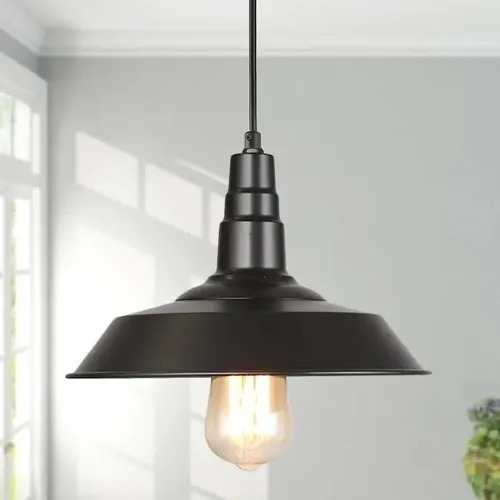 Colgante De Luz Para Techo En Hierro Estilo Campana Vintage Color Negro