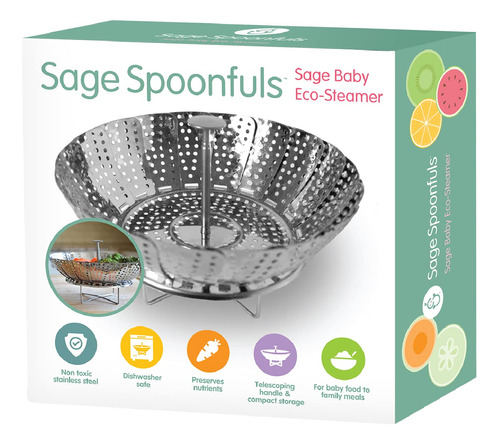 Sage Spoonfuls Cesta De Vapor De Alimentos Para Bebs, Acero