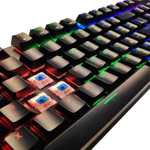Imagen 4 de 4 de Teclado Gamer Noganet Ganon Qwerty Cherry Mx Blue C/ Luz Rgb
