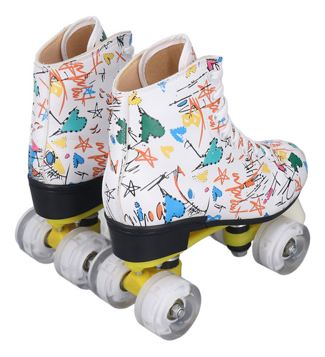 Patines De Ruedas De 4 Ruedas De Doble Hilera, Color Blanco