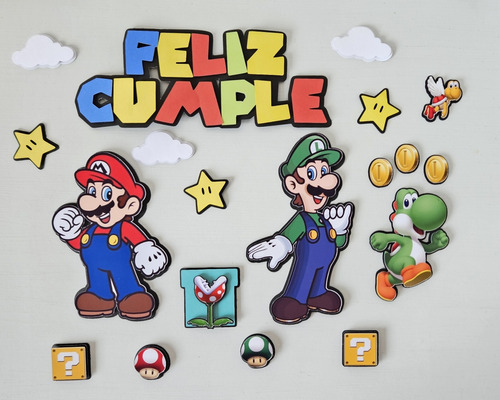 Caketopper De Mario Bros Decoración Cumpleaños 