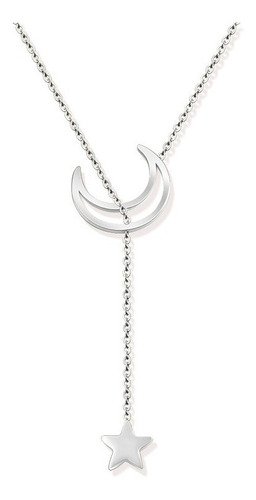 Collar Plata Ley 925 Luna Y Estrella Clavícula C406 Mujer