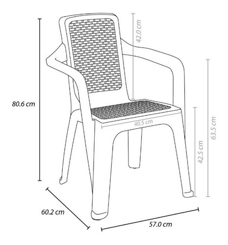Imagen 2 de 2 de Combo Silla Ratan 4 Und