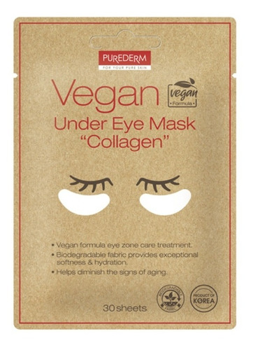 Mascarilla Purederm Vegan Under Eye Mask Colageno 30u