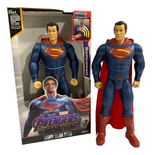 Muñeco Figura Superman Articulado 30cm Con Luz Y Sonido +