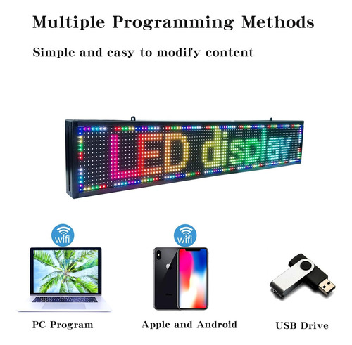 Letrero Led De Desplazamiento Programable, Usb Wifi Peq...