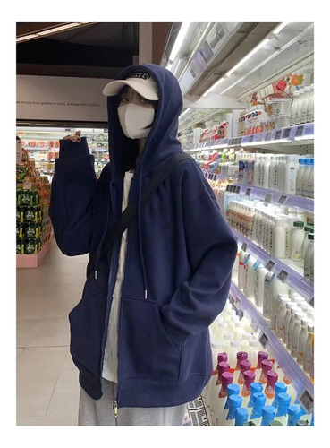 Chaqueta Tipo Sudadera Holgada Con Capucha Para Mujer