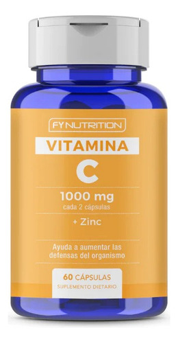 Vitamina C Fynutrition - 1000mg cada 2 cápsulas - Con Zinc - Antioxidante - 1 mes