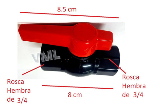 Valvula Esferica Agua Riego Plastica Pvc 3/4 Latyn Pack X5