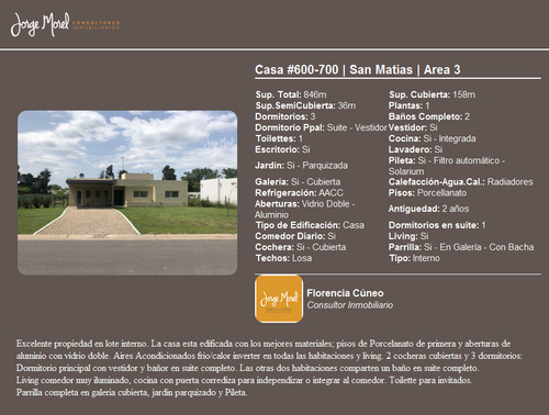 Casa Interno #600-700 - San Matias - Area 3 - 158m2 #id 13098